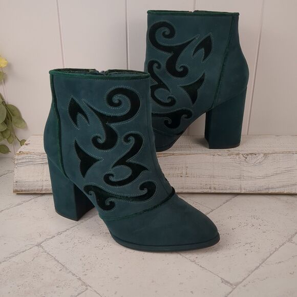 Cloudwalkers Dark Teal Green Broome Ankle Booties with Velvet Inset Size 9.5W - Picture 7 of 16